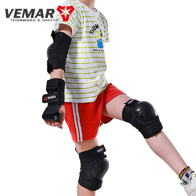 6PCS Kids Youth Protective Gear Set Outdoor Sports Protection Wrist Guards Knee Elbow Pads