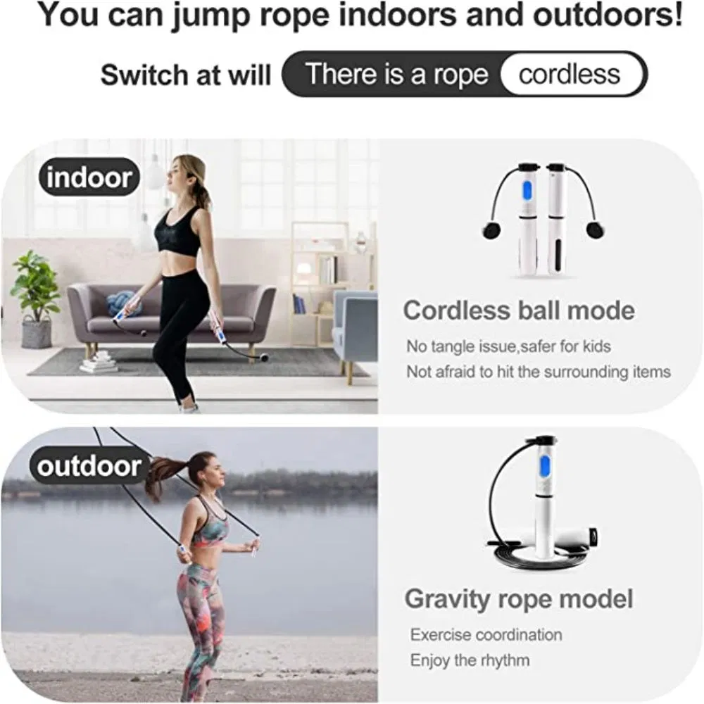 Portable Ropeless Cordless Jump Rope Skipping Rope with Ball as Fitness Exercise Sports Training Tool Equipment