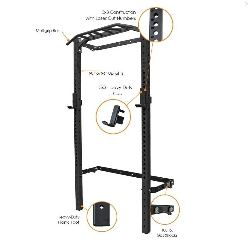 Wall Mounted Folding Power Rack with Customized Logo for Strength Training
