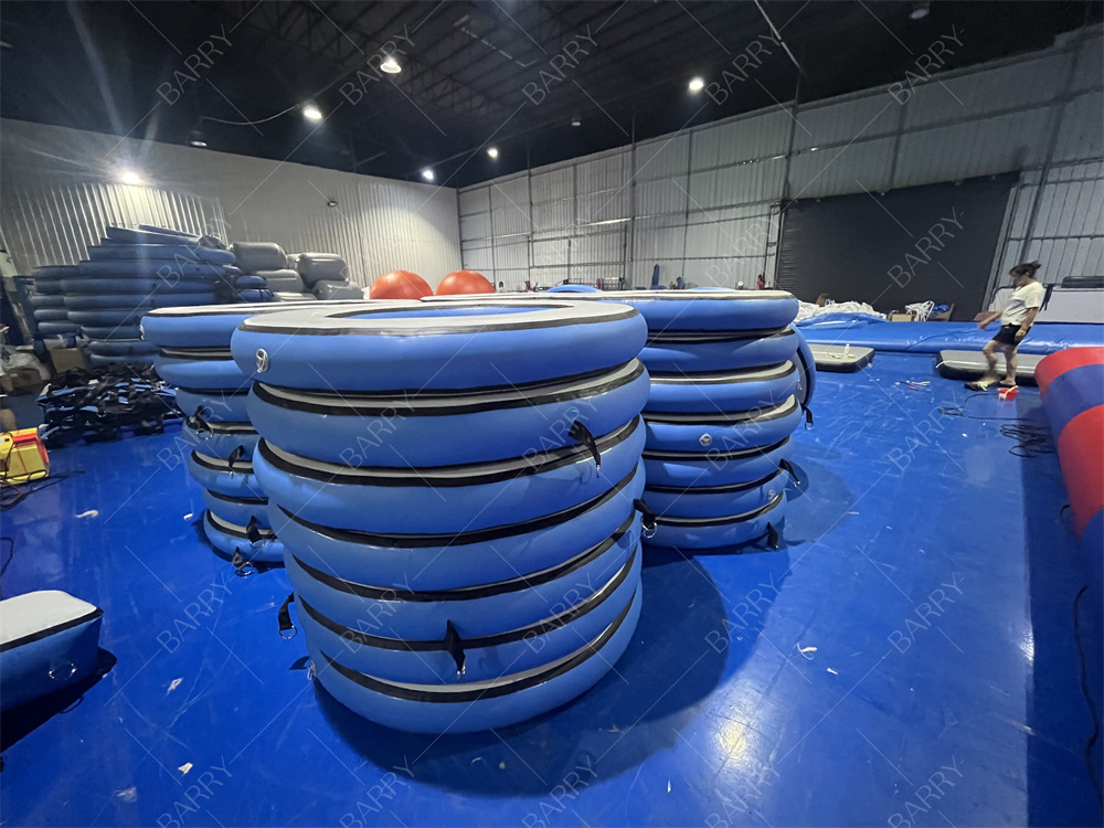 Drop Stitch Inflatable Fitness Equipment Circle Block Air Track Kids Indoor Trampoline Park Warrior Course Ring Air Spot