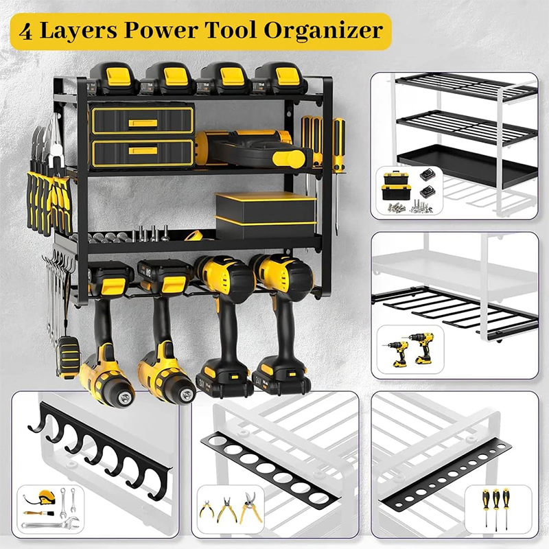 Wall Mounted Hammer Screwdriver Drill Bit Garage Power Tool Storage Rack