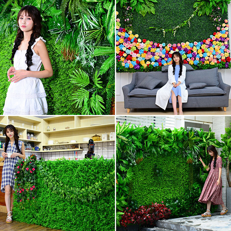 Free Sample Green Plant Grass Wall Artificial Lawn Garden Backyard Home Backdrop Decor Synthetic Simulation Grass Wall for Indoor Outdoor