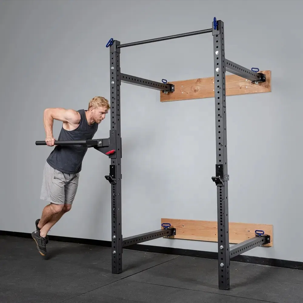 Wall Mounted Power Rack Matt Black Folding Squat Rack Design