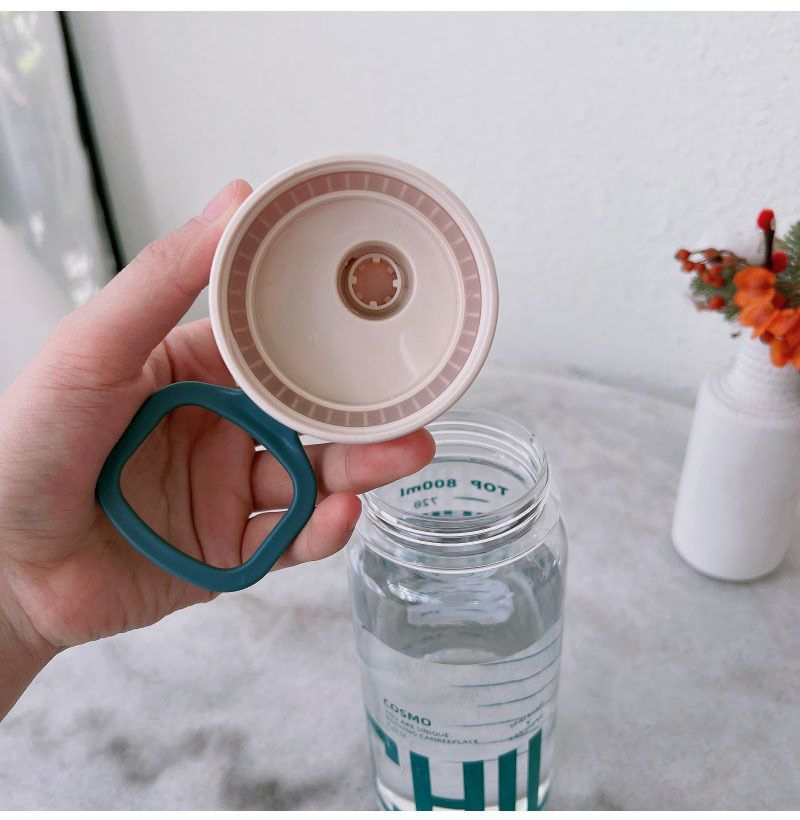 High Temperature Resistant Transparent Plastic Student Portable BPA Free Anti-Slip Large Capacity Fitness Travel Sports Water Bottle