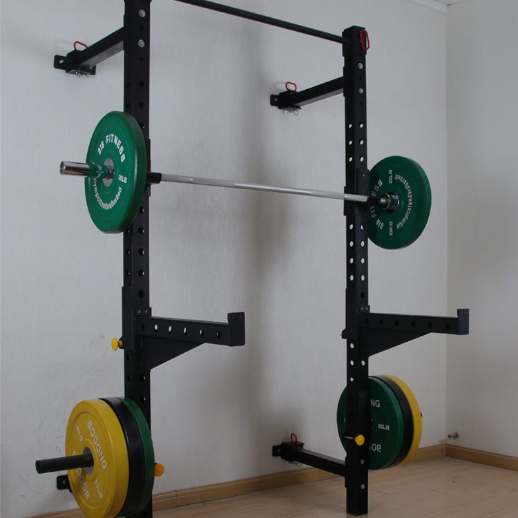 Home Use Exercise Fitness Equipment Power Training Folded Wall-Mounted Squat Rack