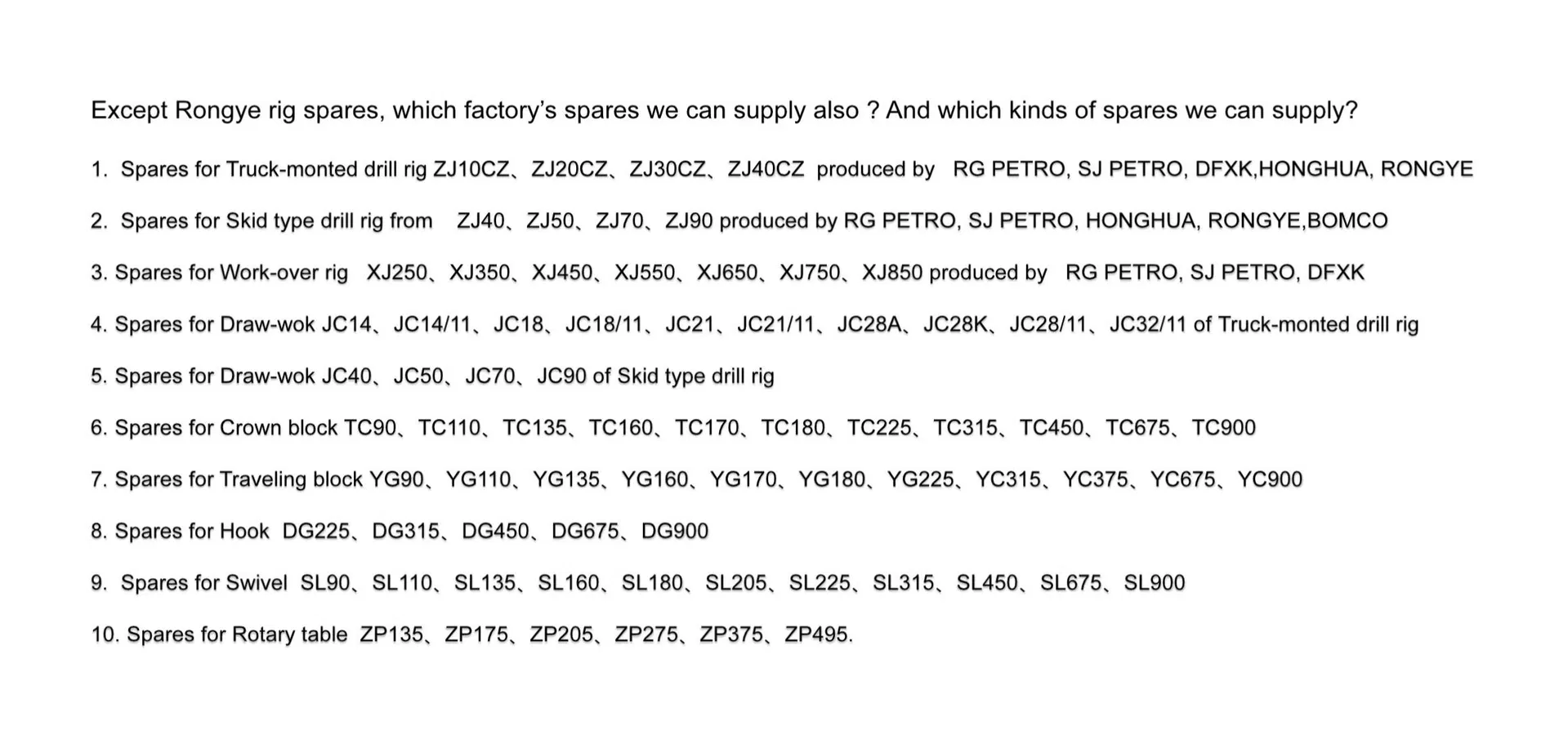 YG100 Drilling Equipment