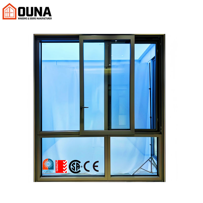 OUNA Thermal Break Aluminum Alloy Sliding Window for Balcony Double Tempered Glass Hurricane Impact AS2047 NFRC Certified