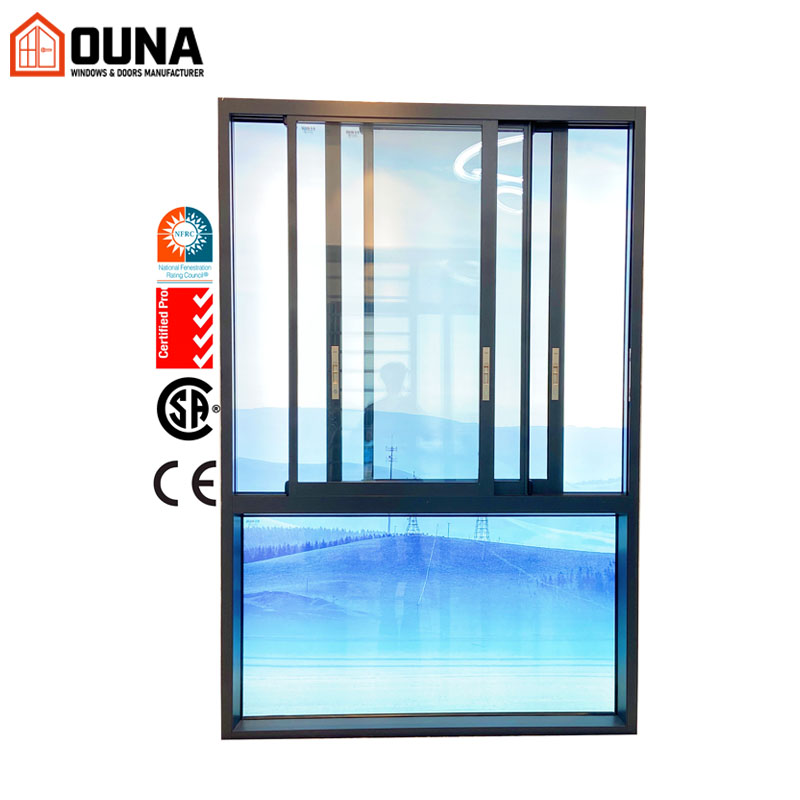 OUNA Hurricane Impact Proof Aluminum Sliding Window Double Glazed Tempered Low-E Glass Thermal Break AS2047 NFRC Certified