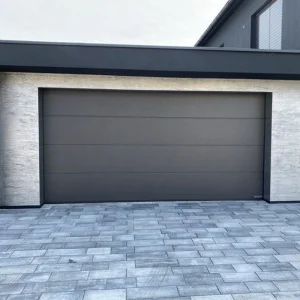 OUNA Classical Wood Look Garage Door with Decorative Insulated Windows Aluminum Steel Structure Automatic Opener Included