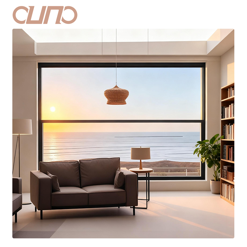 OUNA Modern Design Smart Vertical Automatic Sliding Windows Tempered Glass Aluminum Glass Electric Lift up Window for Houses