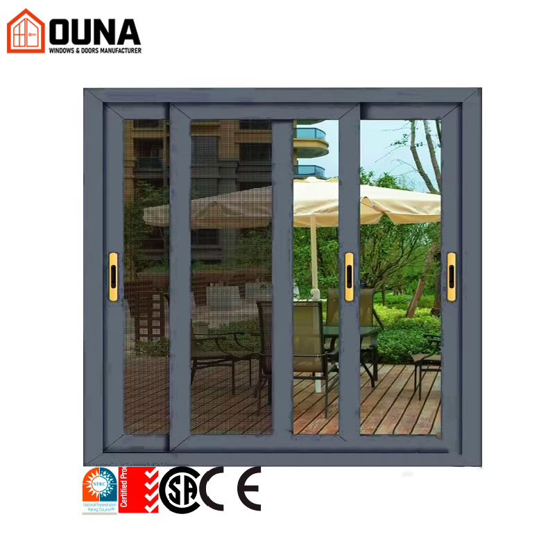 OUNA Custom Powder Coated Aluminum Sliding Window with Double Tempered Glass for House Apartment and Building Projects