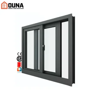 OUNA Windproof Double Glazed Aluminium Windows Hurricane Impact Proof Low-E Glass Aluminum Sliding Window With Mosquito Net