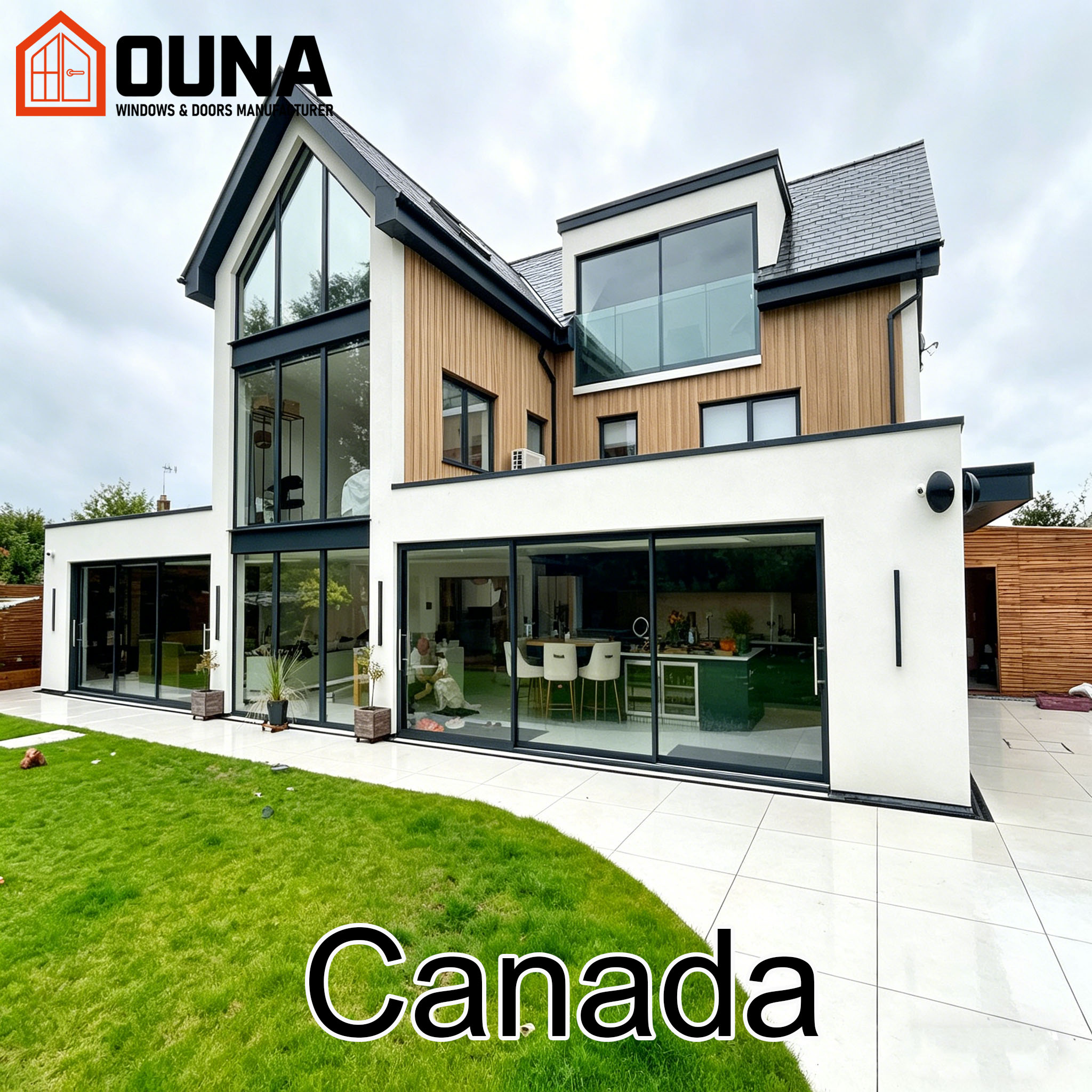 OUNA Canada Project Villa Csa Hurricane Impact Proof Sliding Door Tempered Glass Aluminum Window Energy Efficient Other Windows