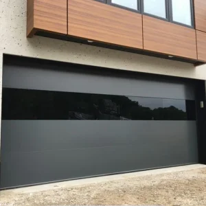 OUNA Full View Frameless Glass Garage Door with Double Tempered Panels Modern Minimalist Automatic Design for Luxury Villa