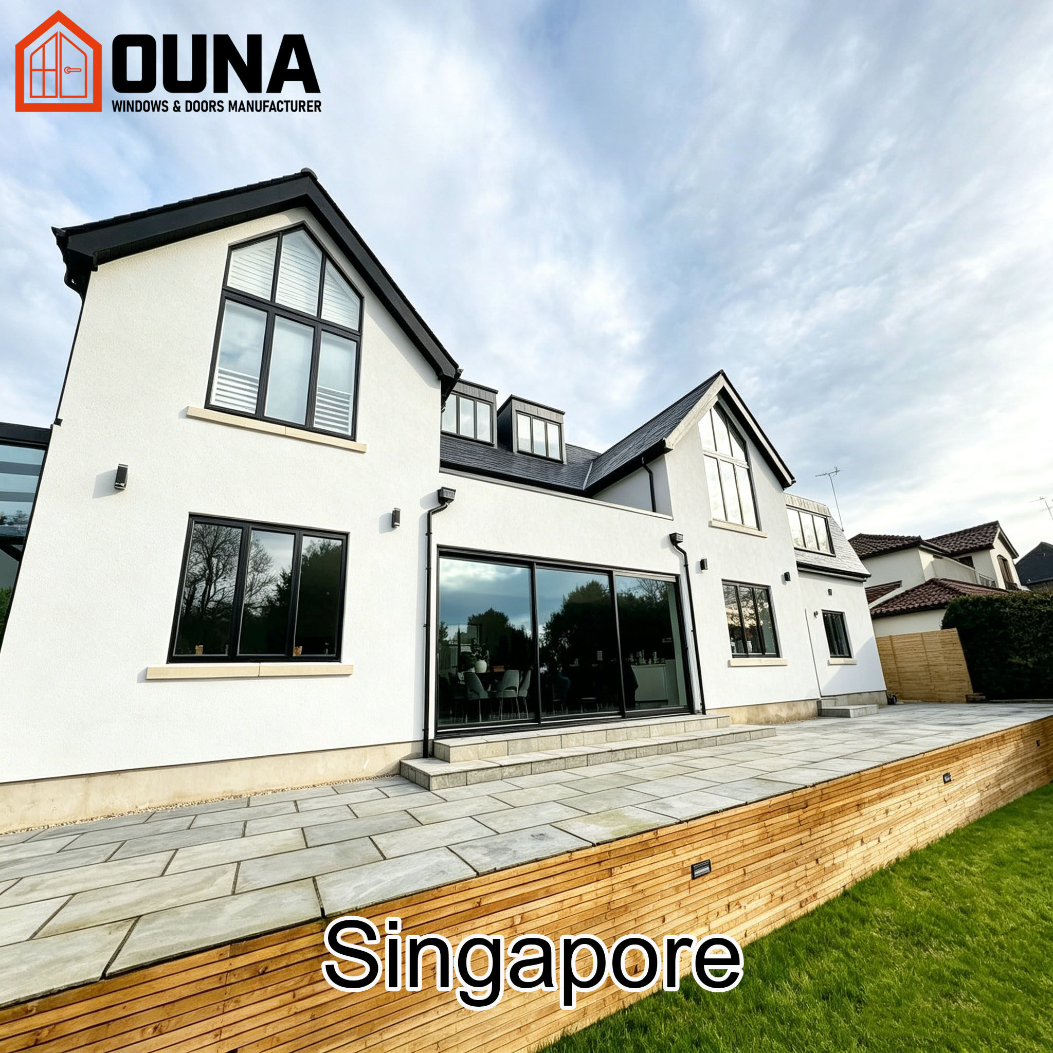 OUNA Singapore Project Engineering Villa Hurricane Impact Proof Aluminum Sliding Window Heat Insulation Fixed Other Windows