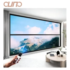 OUNA Automatic Aluminum Windows Tempered Glass Electric Vertical Sliding Window Balcony Awning Windproof Netting Exteriors Mesh