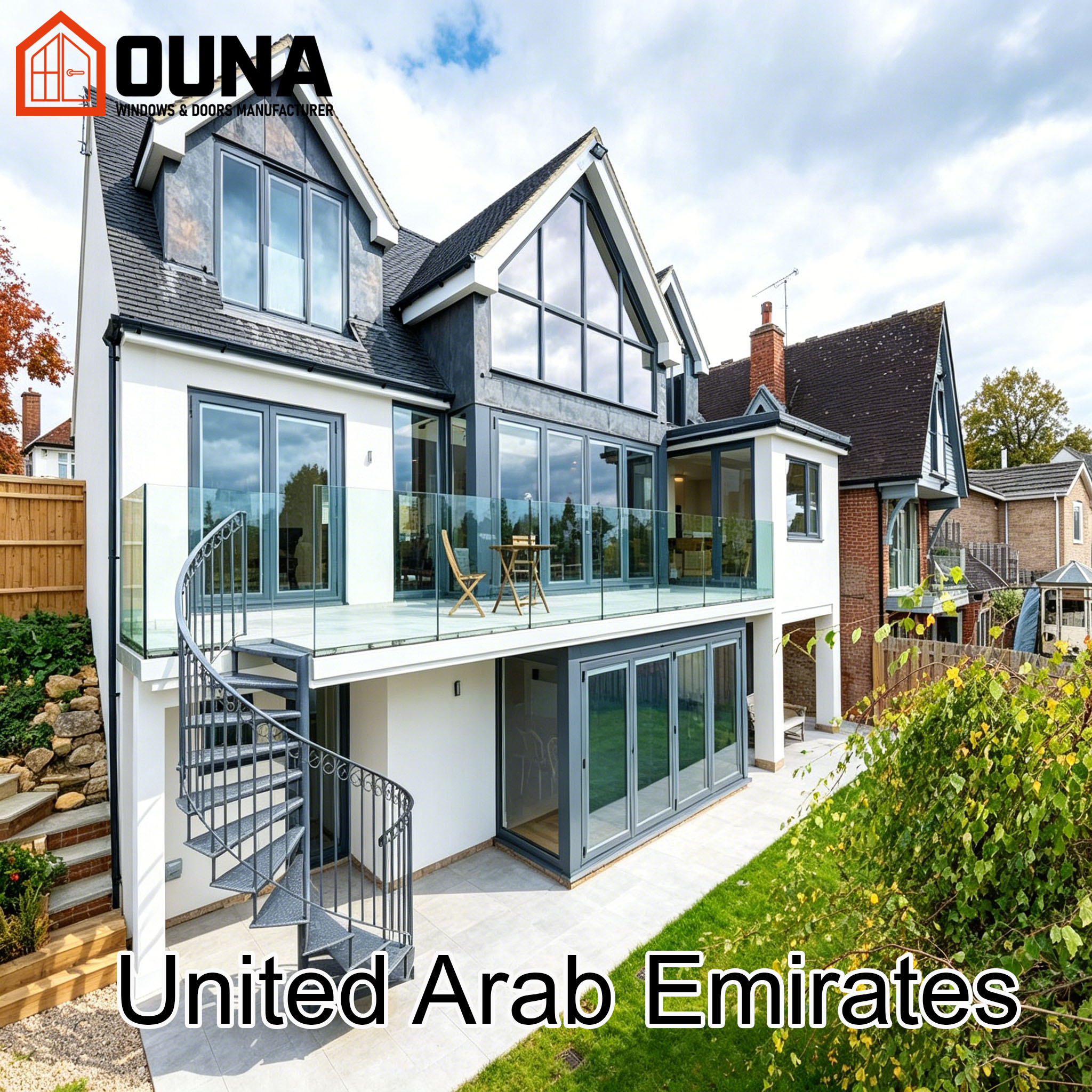 OUNA Project Engineering Double Tempered Glass Aluminum Window Heat Insulation Other Fixed Windows Picture Panoramic Window