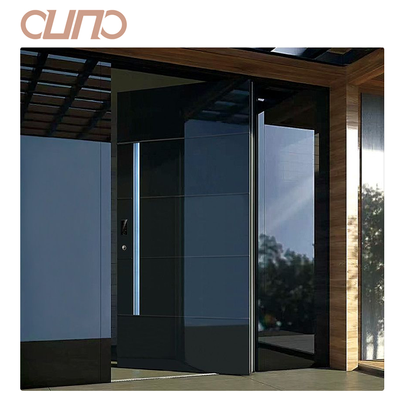OUNA Durable Aluminum Alloy Entry Door Modern Exterior Design Soundproof Security Door for Villa Residential House CE ISO NFRC