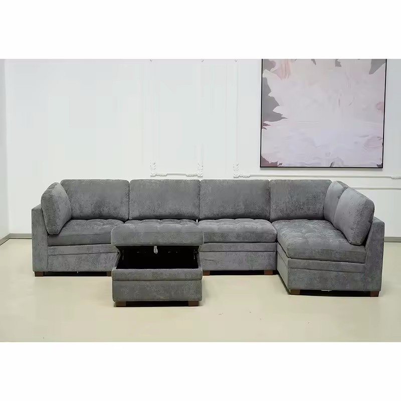 Huayang Modern Style Wooden Bed Fabric Convertable Furniture Functional Modular Sofa