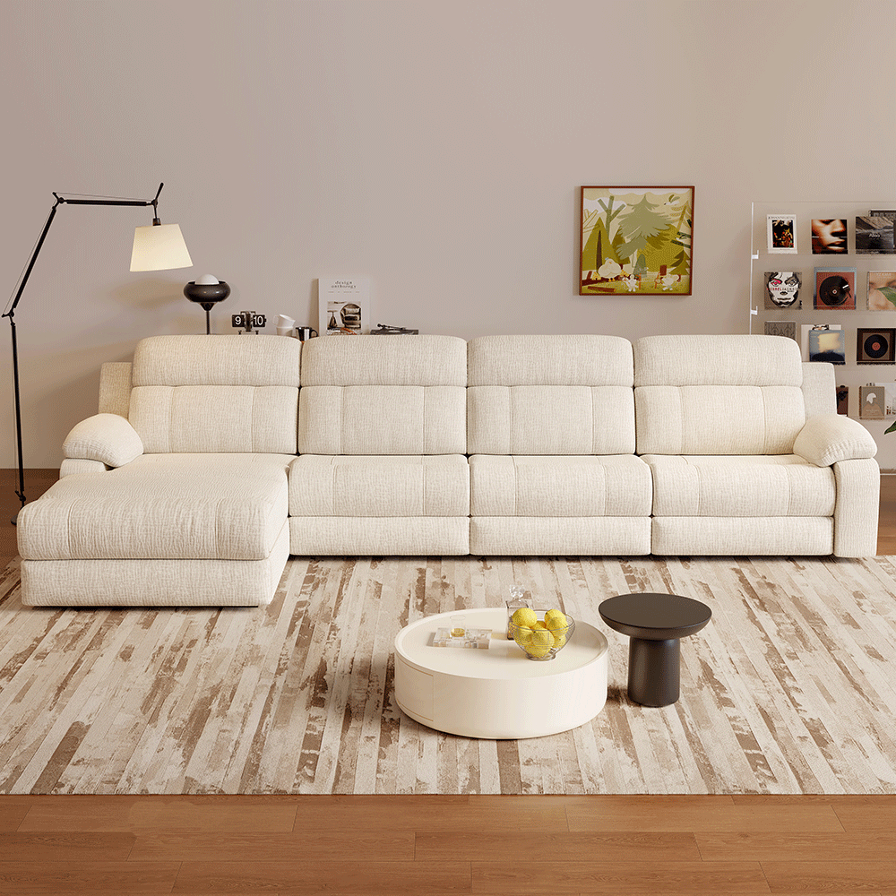 Power Reclining Sofa with USB 3-Seater Fabric Recliner with Center Console Wall Hugger for Living Room