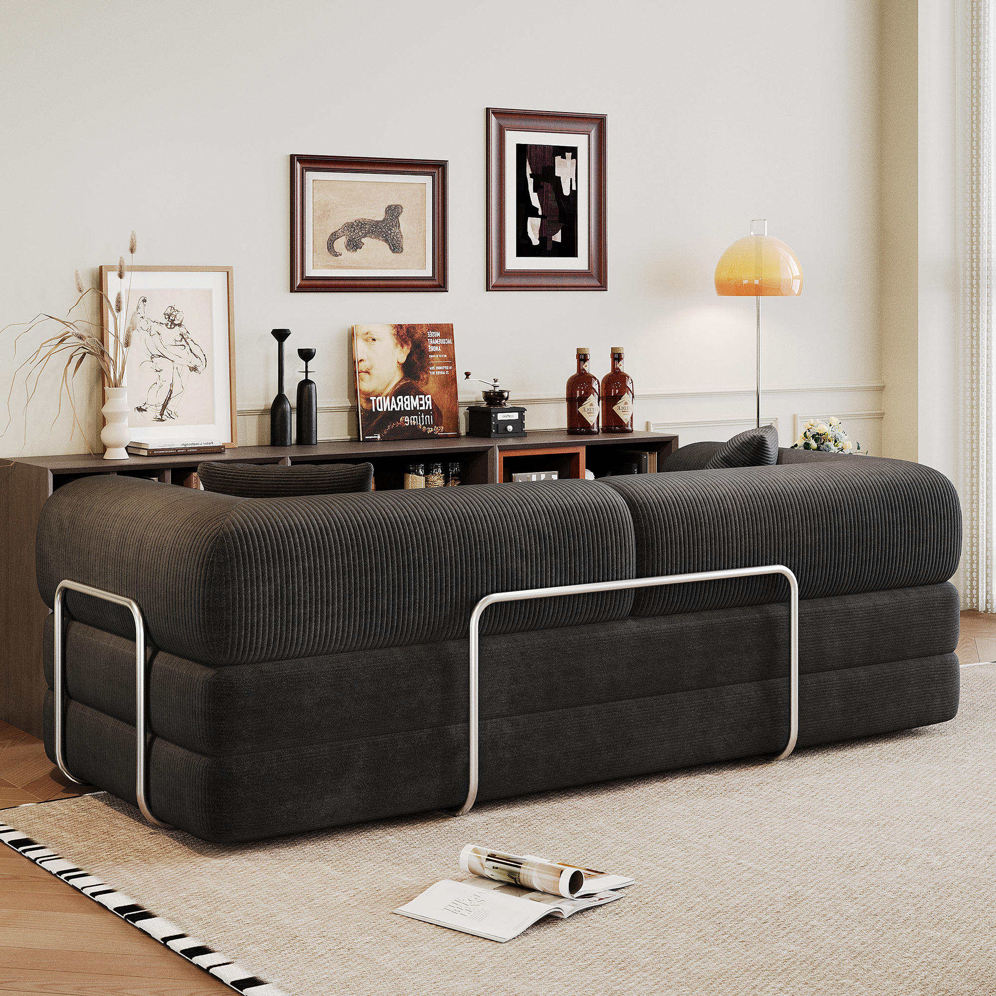 Free Shipping to USA Convertible Floor Sofa Bed Back Support Armrest Couch Sleeper Bed Loveseats Boneless Modular Sectional Sofa