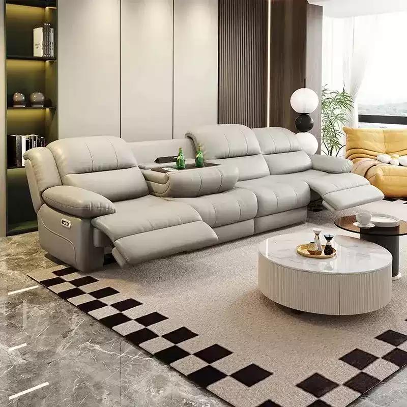 FZT Leather Electrical 1-4 Seater Swivel Recliner Sofa with USB Charging Port Wall Free Design for Space Saving Comfort