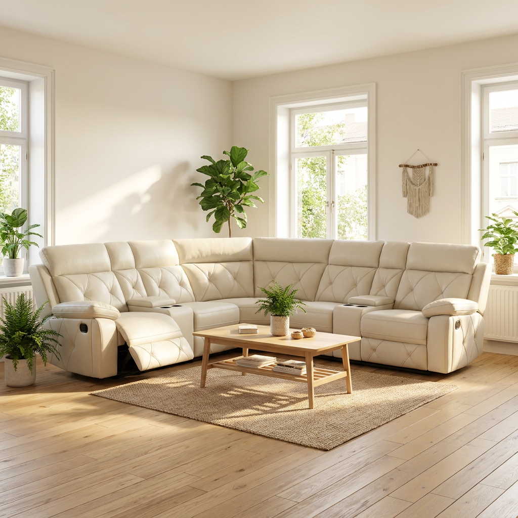 Frank Modern Space-saving Recliner Corner Sofa Wall Hugger L-shaped Couch for Compact Studio Living Space