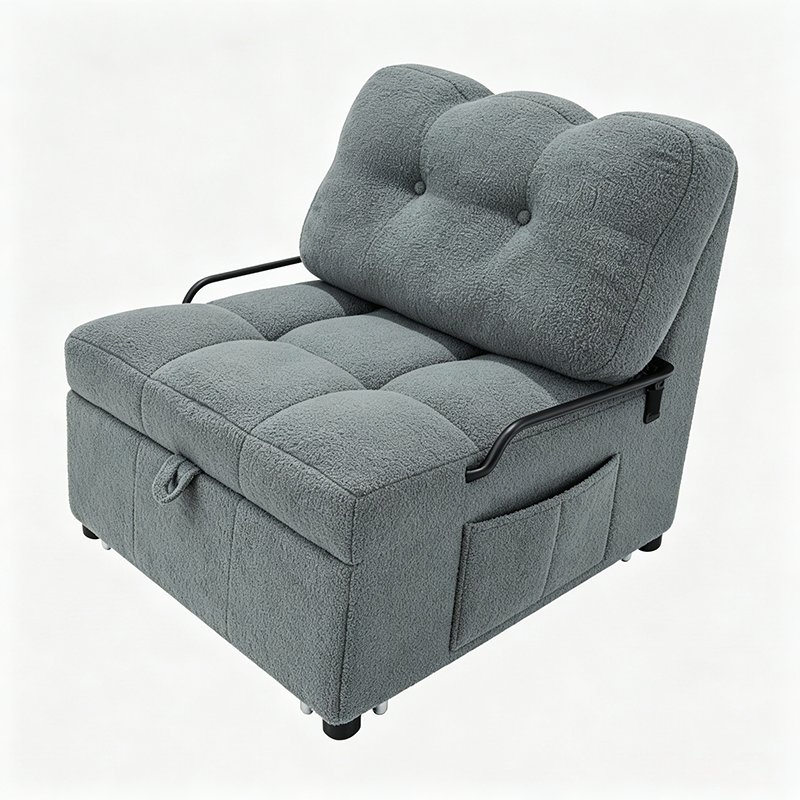 Compact Single-Seat Sofa Bed with Storage for Tiny Studio Living Spaces