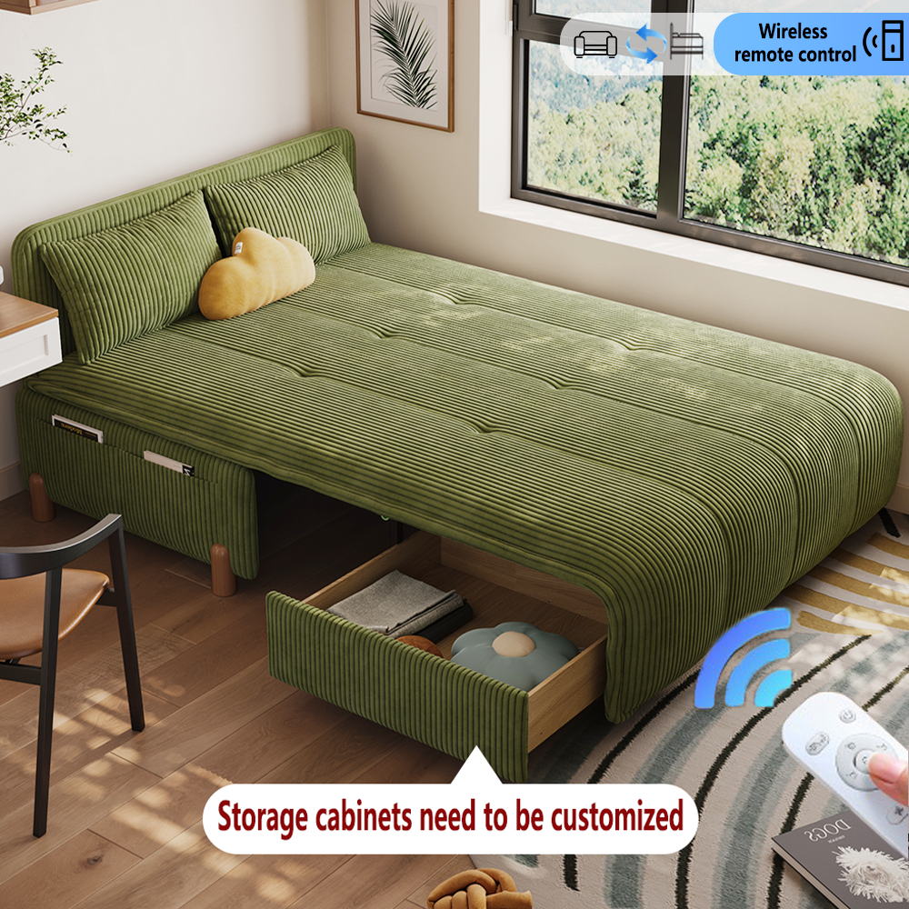 Modern Electric Smart Fabric Recliner L-Shape Sofa Bed Convertible Foldable Solid Wood Frame School Mall Living Room Furniture