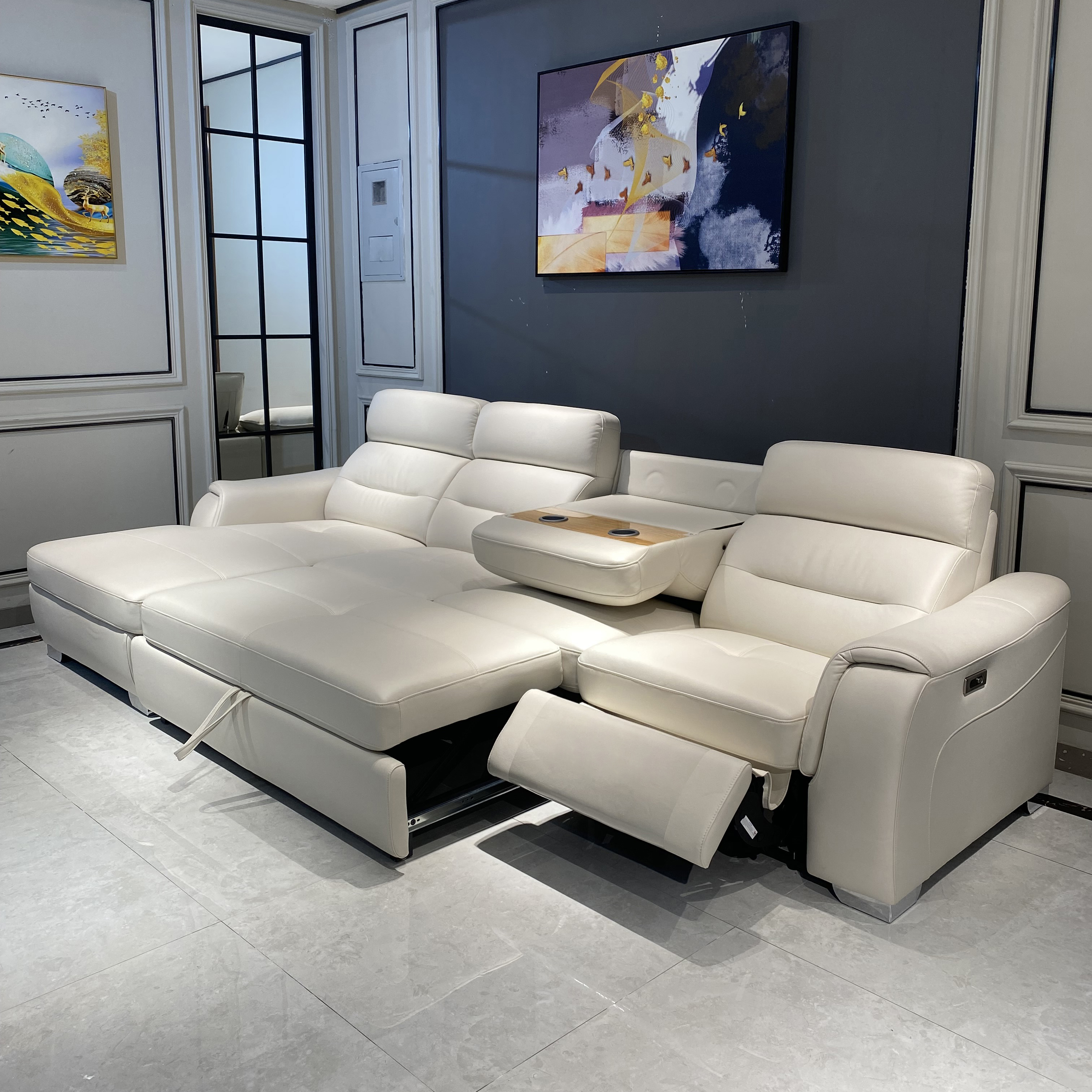 l Shape Modular Smart Electric Recliner Mechanism Multi Function Sofa Usb-c Charging Folding Sofa Bed Storage Living Room Sofas