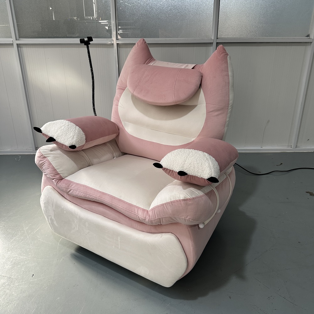Pink White Cute Gaming Sofa Cat Claw Armrest Smart Recliner with Adjustable Settings Voice-Activated Home Theater Gaming Seat