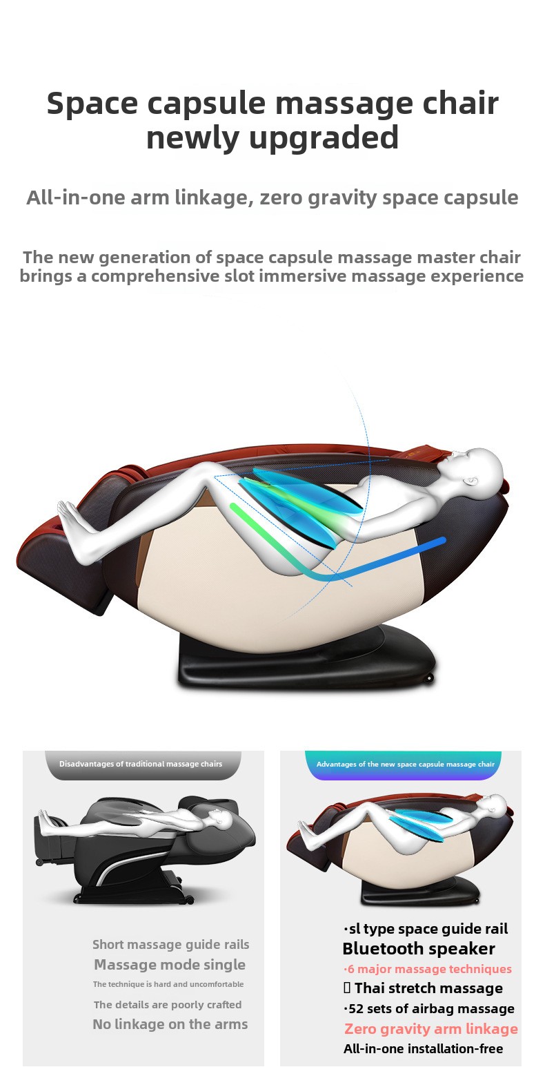 Smart Multifunctional Electric Recliner Space Capsule Massage Chair Musical Function Body Application Sofa