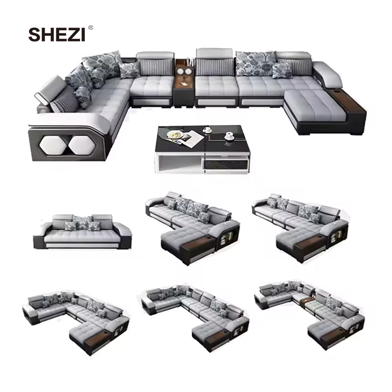 SHEZI Modern Simplicity High Quality Modular Audio Sectional Sofa USB Charging Corner Music Living Room Furniture Set