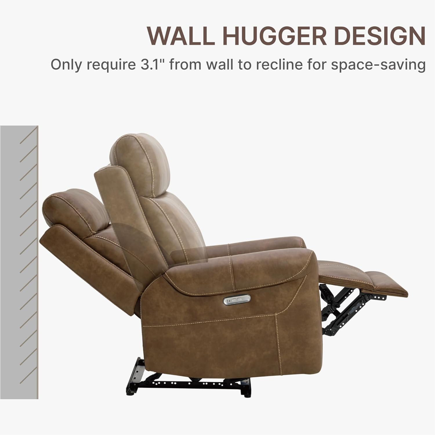 Modern Adults Wall Hugger RV Recliner Chair USB Charging Ports Electric Power Reclining Sofa for Home Theater Living Room