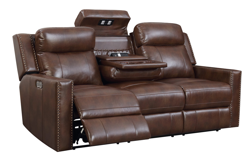 3 2 1 Luxury Quality Smart Home High Back Power Sectional Recliner Sofa Sets with Cup Holder Blue Light Genuine Leather L-Shape