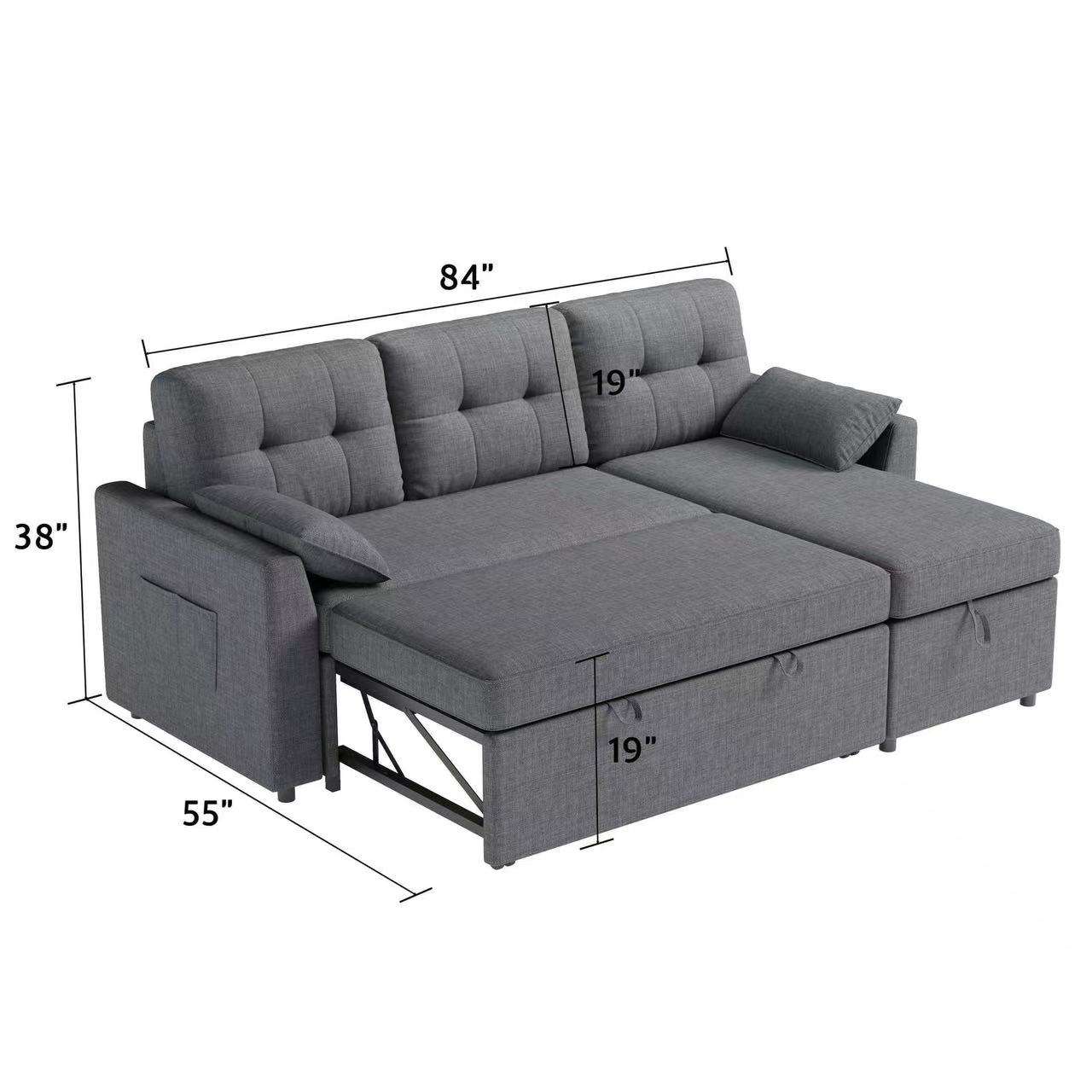 Modern Design Hot-selling Sofa Bed Living Room Furniture with Storage Box and USB Charging Port