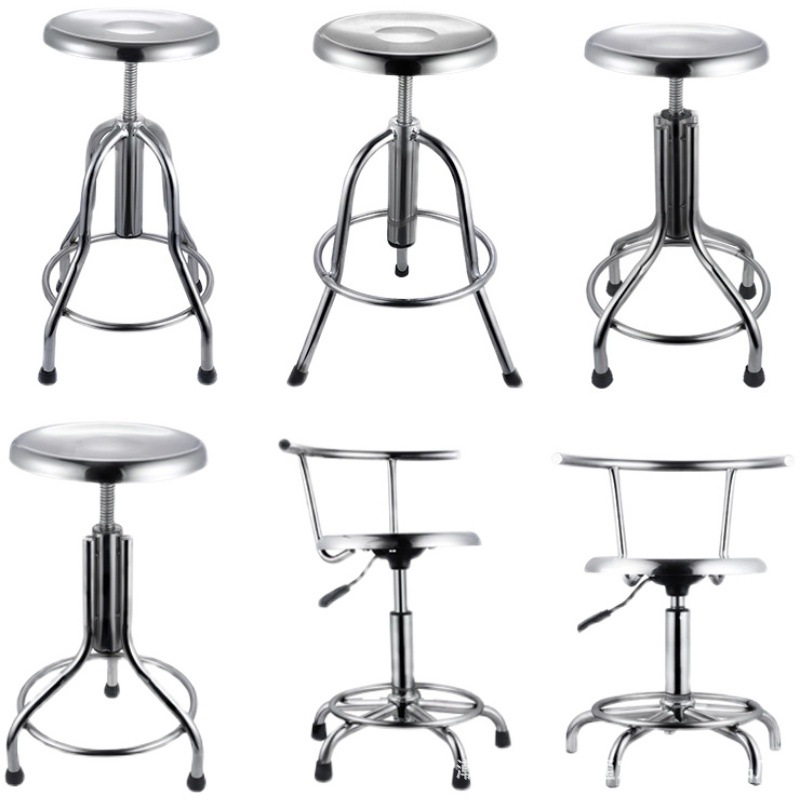 Stainless Steel Hospital Lift Chair Stool Rotating Seat Height Adjustable Feature Chinese Style For Workshop School Laboratory