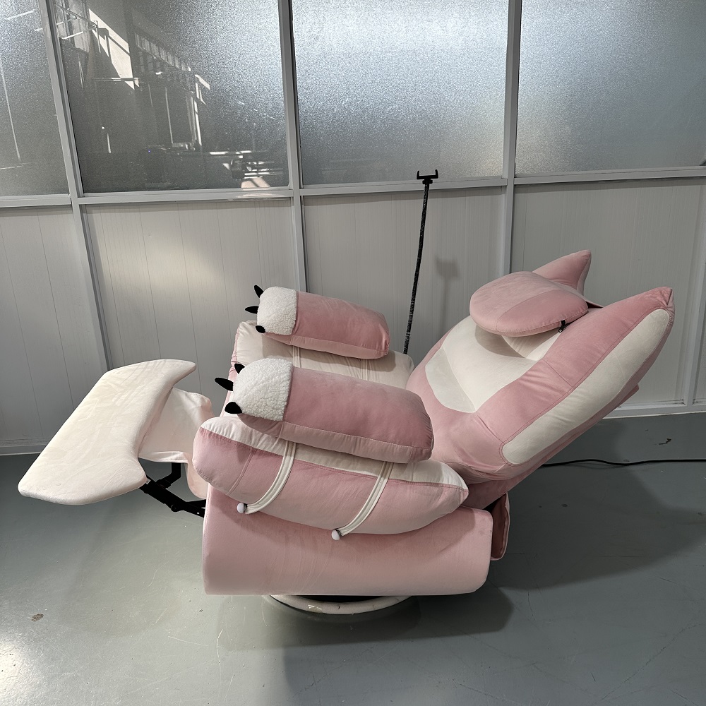 Pink White Cute Gaming Sofa Cat Claw Armrest Smart Recliner with Adjustable Settings Voice-Activated Home Theater Gaming Seat
