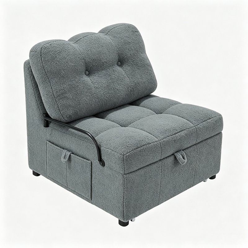 Compact Single-Seat Sofa Bed with Storage for Tiny Studio Living Spaces