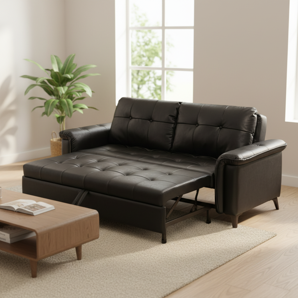 Italian Minimalist Full Top Grain Leather Power Wall Hugger Sleeper Sofa bed for Living Room Adjustable