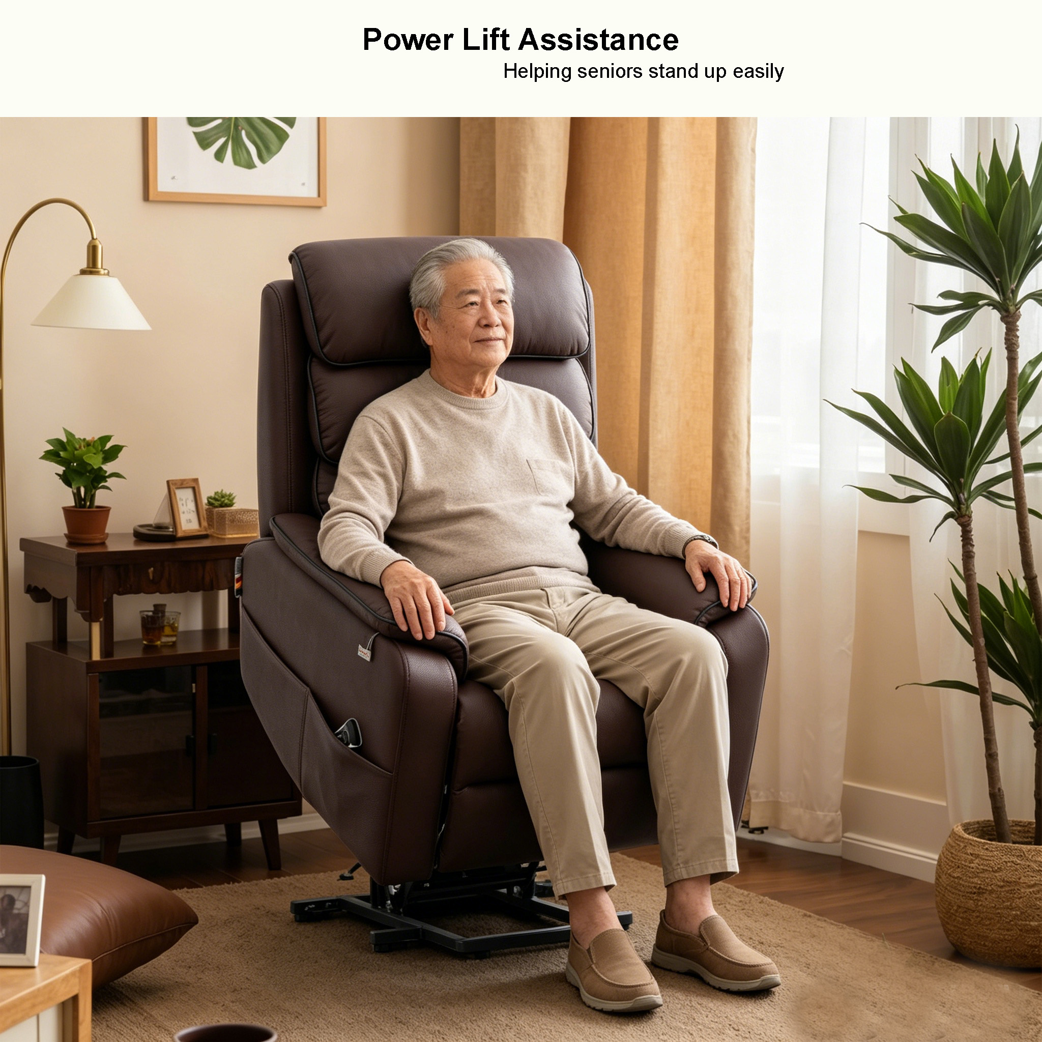 Modern Lift Chair for Elderly with Power Recliner Stand up Motorized Wood Frame Senior Assist Home Furniture