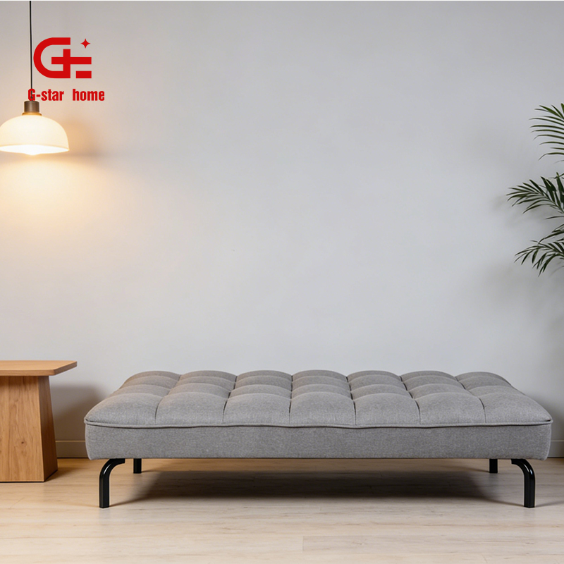 Modern Metal Frame Fabric Upholstery Tufted Foldable Sofa Bed Loveseat for Living Room Home Furniture