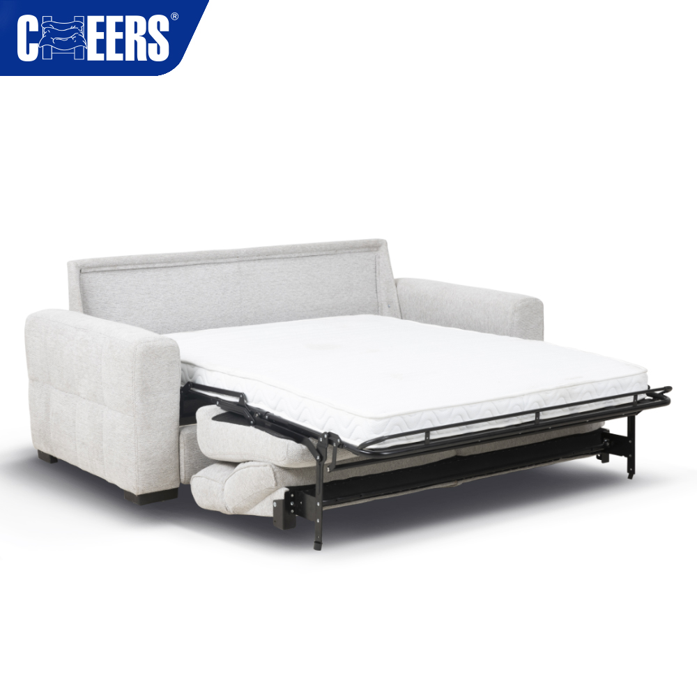MANWAH CHEERS Modern Metal Convertible Pull-Out Loveseat Sofa Bed with Mattress for Living Room Bedroom Hotel Small Spaces