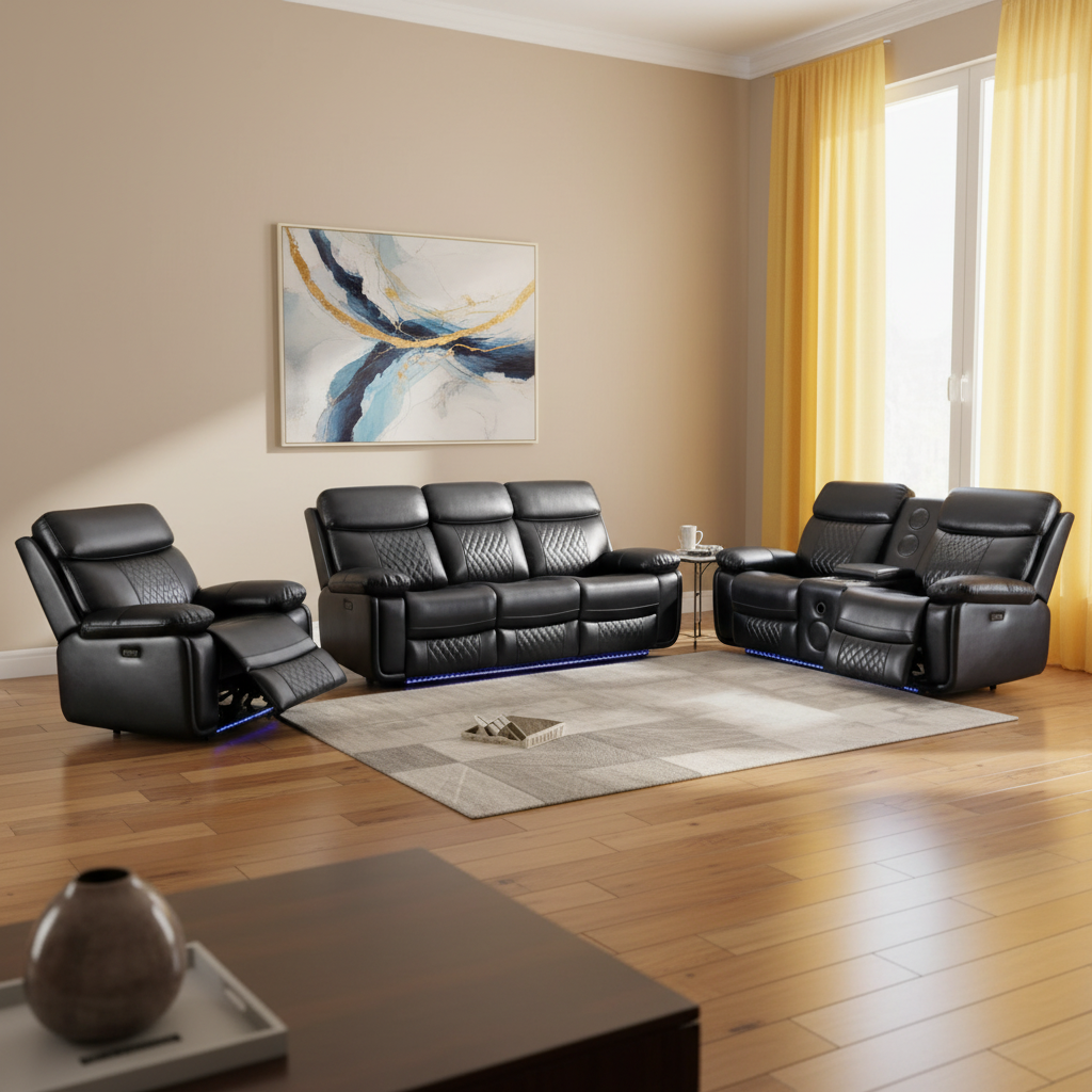 Custom 3+2+1 Seat Leather Power Reclining Chair Smart Electrical Recliner Sofa Set Living Room Furniture Leisure Sofa