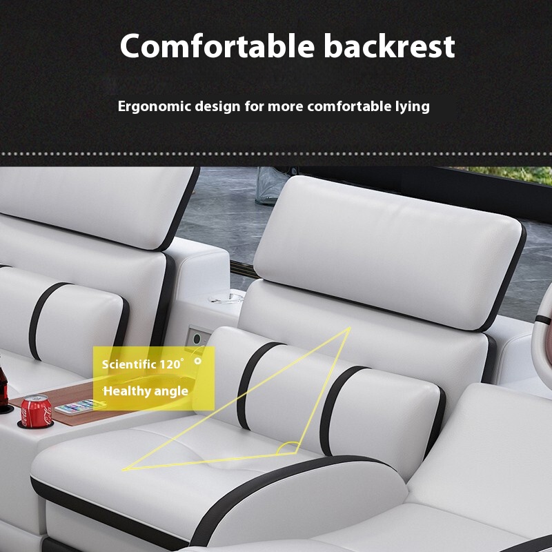Modern Smart Electric Recliner Massage Genuine Leather Sofa Set Sectional L Shape Modular Sofa Bed Functional Luxury Living Room