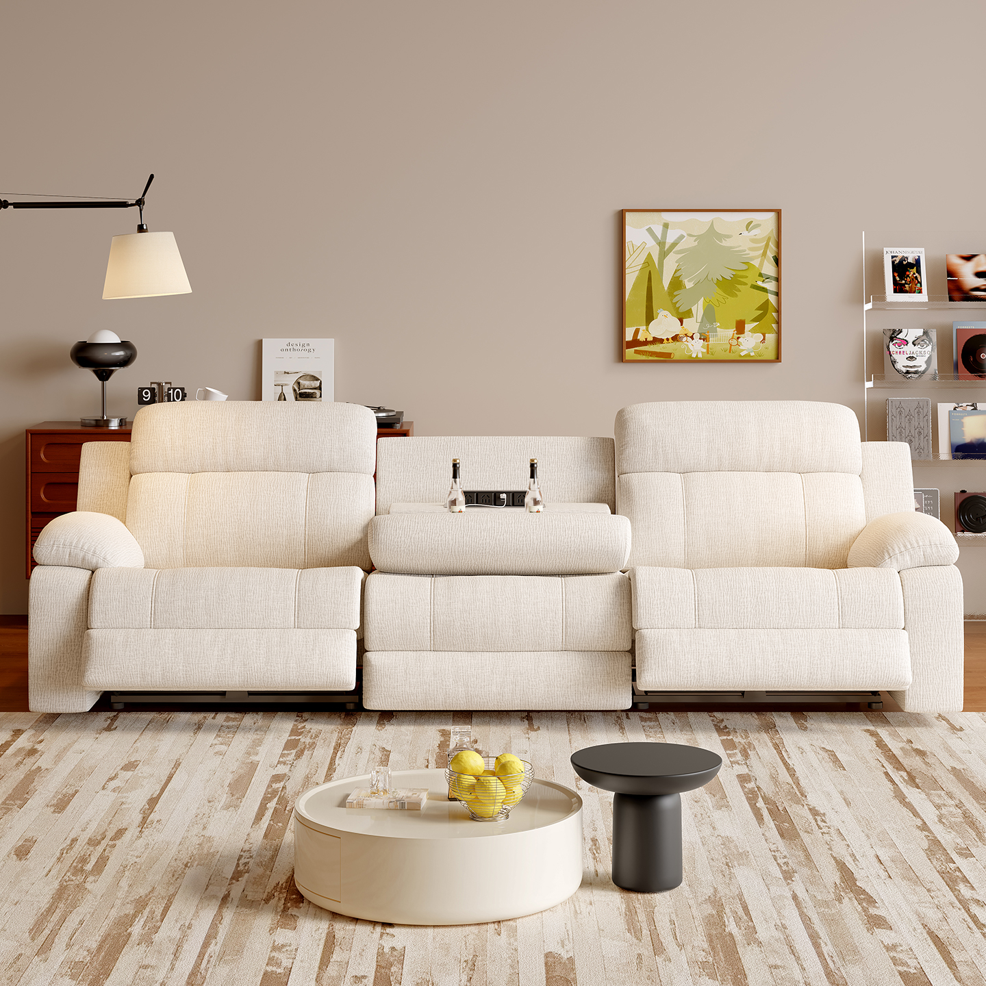 Wholesale Power Reclining Sofa 3 Seater Fabric With USB Ports Living Room Furniture Set Wall Hugger ModernElectric Recliner Sofa