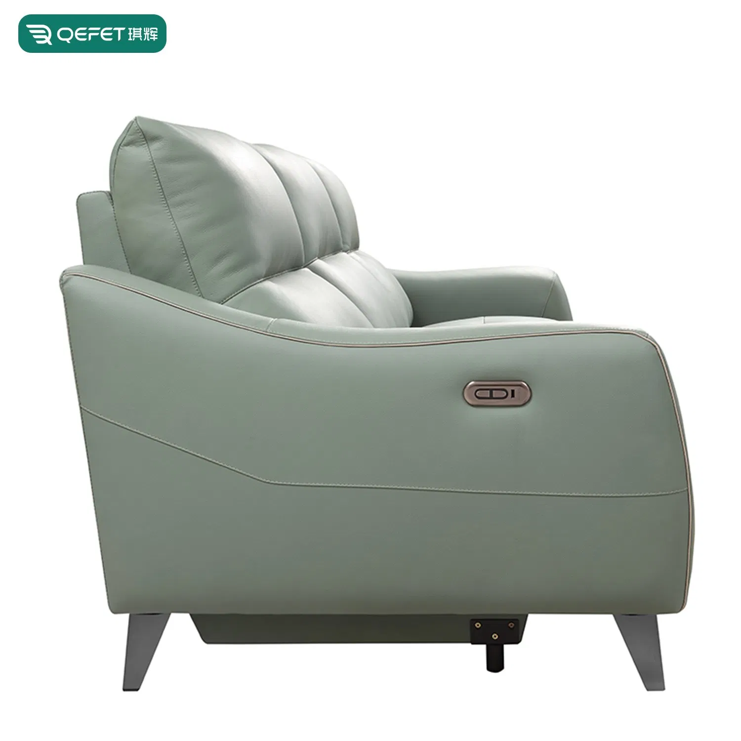 European Modern Green Leather Daybed Sleeper Covertible Power Reclining Sofa