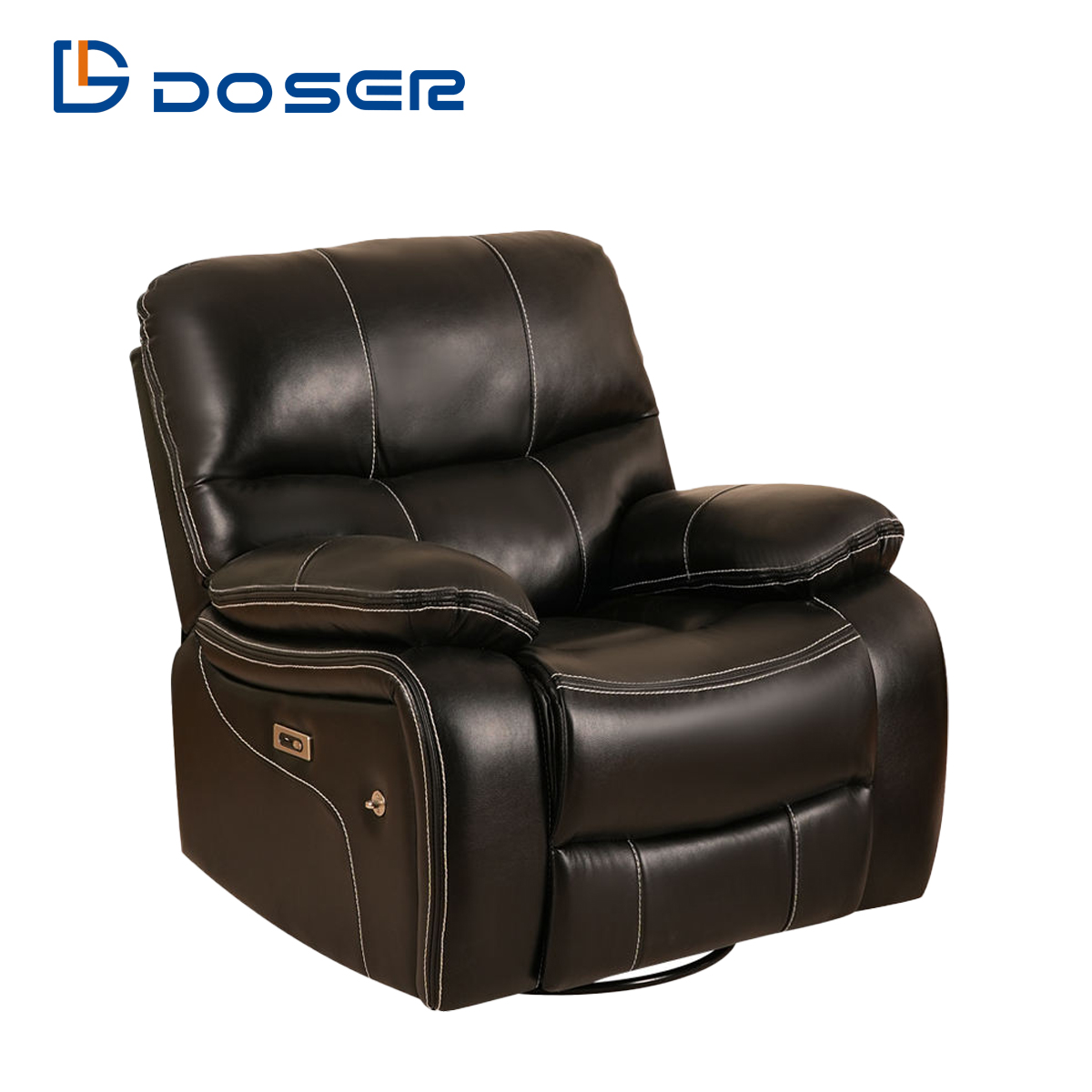 Modern Style Functional Wall-Hugger Recliner Sofa with Nano-Technology Contemporary Power Genuine Leather Extra Deep Seat