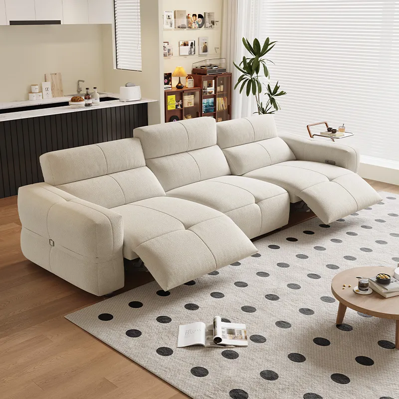 Italian Extendable Electric Recliner Furniture Fabric Sectional Sleeper Sofa