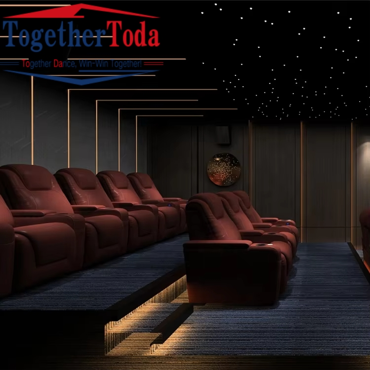 Customized Home Cinema Sofa Leather Recliner Chair Theater Seating with Console